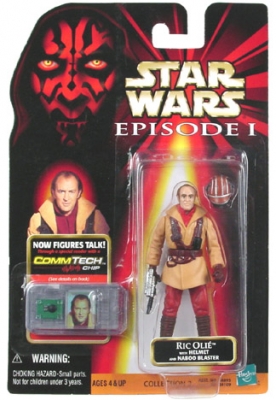 Star Wars Action Figure - Ric Olie with Blaster and Helmet - CommTech Chip