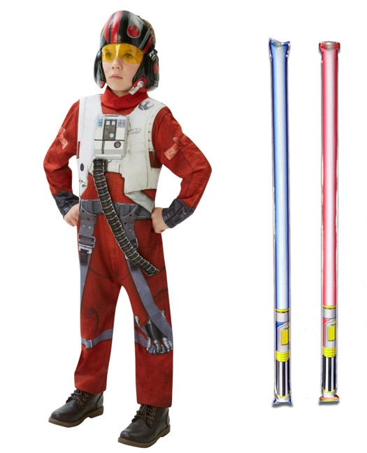Star Wars Costume Deluxe Child - Poe Dameron The Force Awakens - WITH x2 FREE LIGHTSABERS
