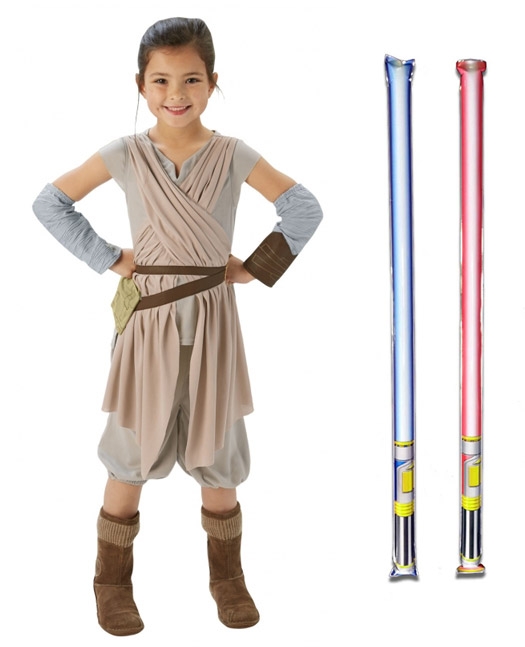 Star Wars Costume Deluxe Child - Rey The Force Awakens - WITH x2 FREE LIGHTSABERS