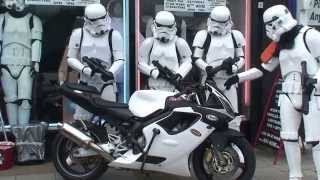Beautiful Stormtrooper Motorbike outside Jedi-Robe Shop London