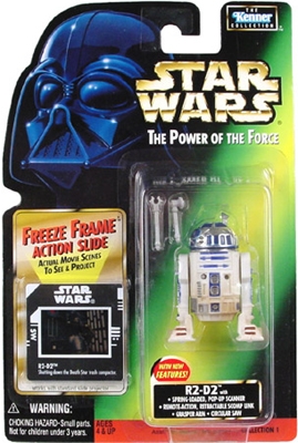 Star Wars Action Figure - R2-D2 with Spring Loaded Pop-up Scanner and Circular Saw - Freeze Frame Action Slide