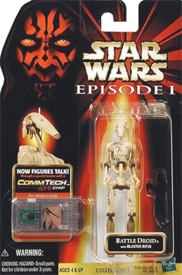 Star Wars Action Figure - Battle Droid with Blaster Rifle - Blaster Hit - Episode 1 - with CommTech Chip