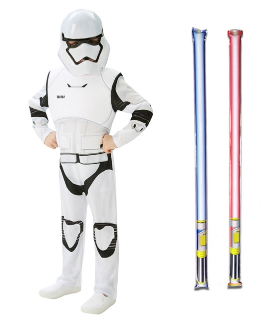 Star Wars Costume Deluxe Child - First Order Stormtrooper The Force Awakens - WITH x2 FREE LIGHTSABERS