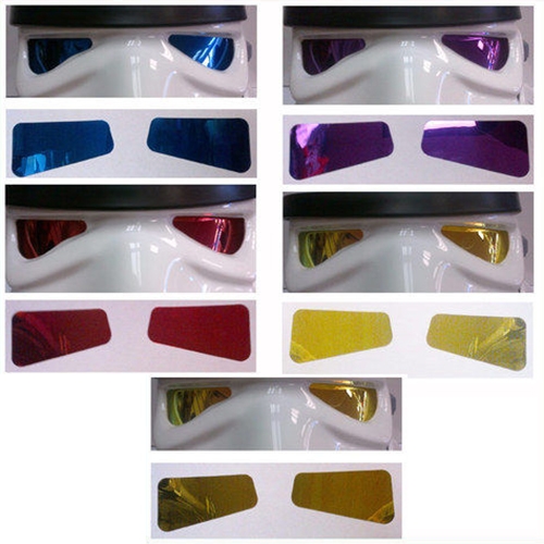 Stormtrooper Helmet Lenses - Mirror Film - 5 Pairs - Red Blue Purple Gold Yellow