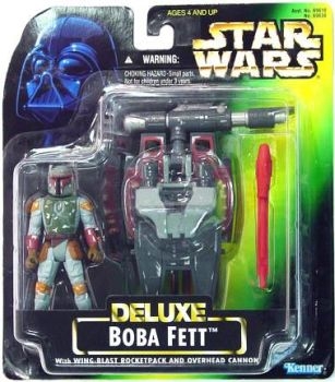 Star Wars Playsets - Deluxe Boba Fett with Wing-Blast Rocketpack and Overhead Cannon - Power of the Force Green