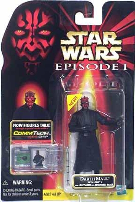 Star Wars Action Figure - Darth Maul Sith Lord with Lightsaber and Removeable Blade - Episode 1 - with CommTech Chip