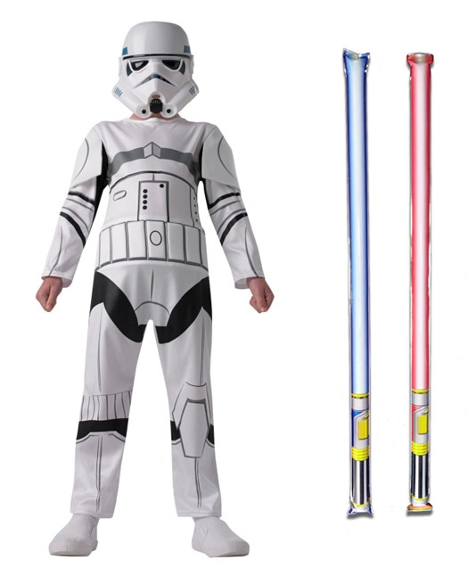 Star Wars Costume Deluxe Child - Stormtrooper - WITH x2 FREE LIGHTSABERS