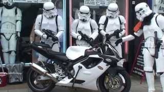 Beautiful Stormtrooper Motorbike outside Jedi-Robe Shop London