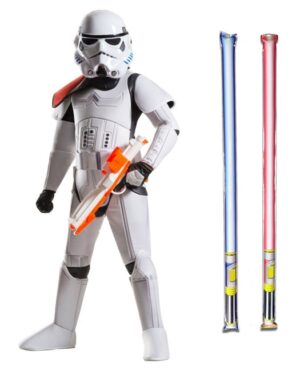 Star Wars Costume Super Deluxe Child - Stormtrooper - WITH x2 FREE LIGHTSABERS