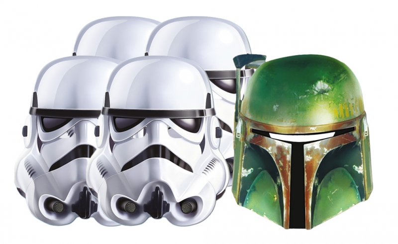 1132382787.jpg Star Wars MASKS - Character Mask Party Pack 11 - 4 x Stormtrooper - 1 x Boba Fett