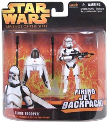 Star Wars Action Figure - Clone Trooper with Firing Jet Backpack and Spring open Wings - Deluxe Figure Set