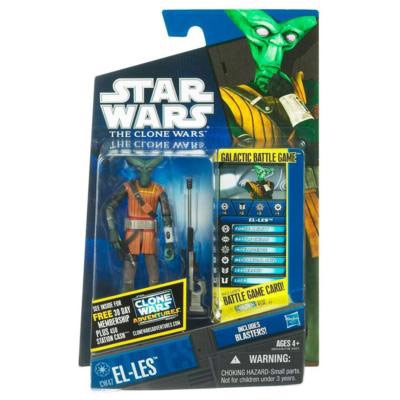 1156111617.jpg Star Wars Action Figure - Clone Wars - El-Les with Blasters inc. Battle Game Card