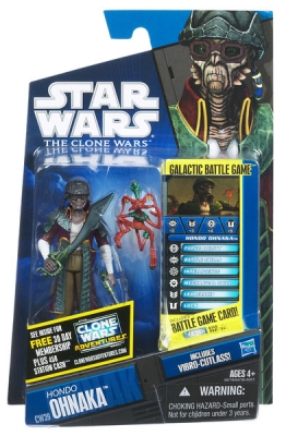 1269340060.jpg Star Wars Action Figure - Clone Wars - Hondo Ohnaka with Vibro-Cutlass inc. Battle Game Card
