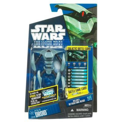 1294408640.jpg Star Wars Action Figure - Clone Wars - Aqua Droid with Removable Blaster inc. Battle Game Card