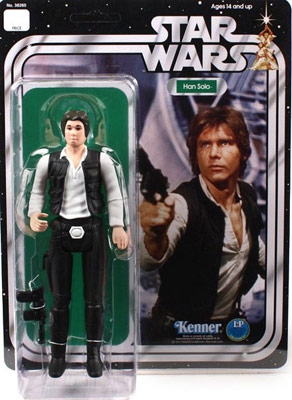 Star Wars 12 inch Figure - Retro Kenner Han Solo Figure with Laser Pistol - Small Head Version