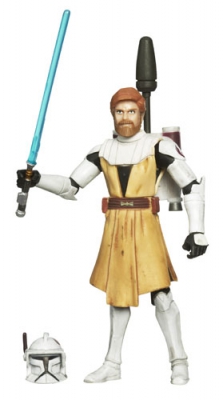 Star Wars Action Figure - Clone Wars 2009 - Obi-Wan Kenobi with Firing Backpack