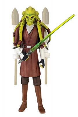 Star Wars Action Figure - Clone Wars 2009 - Kit Fisto with Firing Backpack Launcher