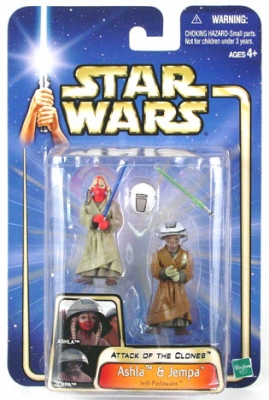 Star Wars Action Figures - Ashla and Jempa Jedi Padawans - Attack of the Clones - Saga Collection