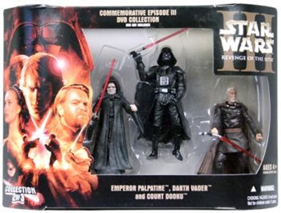 1613017752.jpg Star Wars Action Figure - Emperor Palpatine / Darth Vader / Count Dooku x 3 - Exclusive Commemorative Episode III DVD Collection figures (dvd not included)