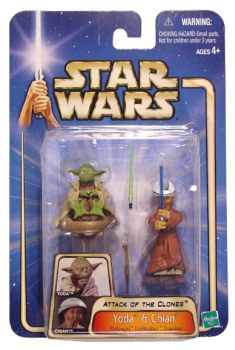 Star Wars Action Figures - Yoda and Chian Padawan Lightsaber Training - Attack of the Clones- Saga Collection