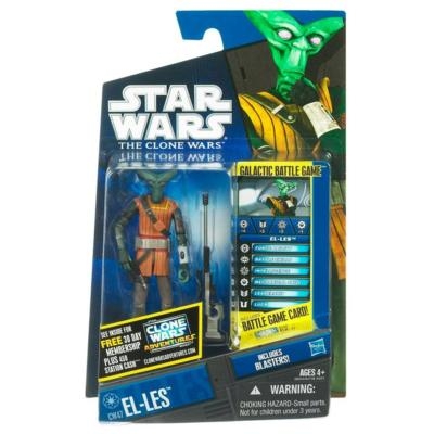 1724041996.jpg Star Wars Action Figure - Clone Wars - El-Les with Blasters inc. Battle Game Card