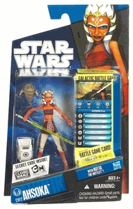 Star Wars Action Figure - Clone Wars - Ahsoka with Rotta the Huttlet inc. Battle Game Card