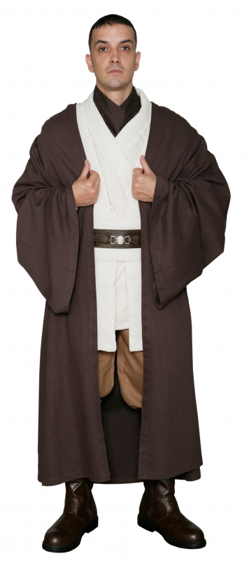Star Wars Obi Wan Kenobi Costume - Body Tunic with Replica DARK BROWN Jedi Robe