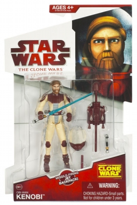 Star Wars Action Figure - Clone Wars 2009 - Obi-Wan Kenobi with Missile-firing Backpack
