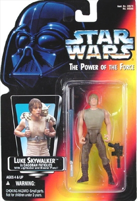 Star Wars Action Figure - Luke Skywalker - in Dagobah Fatigues / Saber / Pistol - short lightsaber in long box - rare