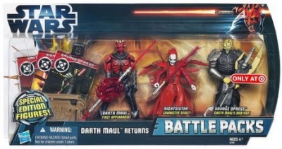 Star Wars Action Figures - Clone Wars Battle Packs - Darth Maul Returns - Darth Maul - Nightsister - Savage Opress