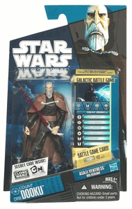 Star Wars Action Figure - Clone Wars - Count Dooku with Asajj Ventress Hologram inc. Battle Game Card