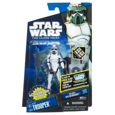1884455540.jpg Star Wars Action Figure - Clone Wars - ARF Trooper with Speederboard inc. Battle Game Card
