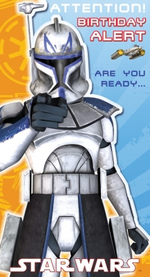 1958523362.jpg Star Wars Greeting Cards - 232 x 128mm - Clone Wars - Birthday Die Cut - SW353/1