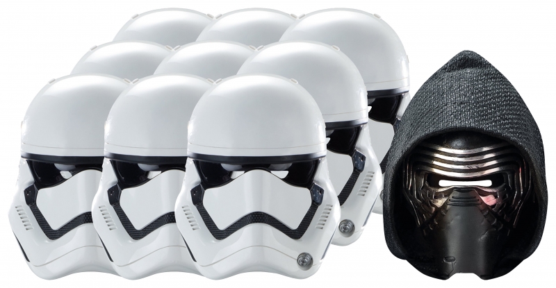 Star Wars MASKS - Character Mask Party Pack 5 - 9 x First Order Stormtrooper - 1 x Kylo Ren