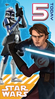 1987245534.jpg Star Wars Greeting Cards - 232 x 128mm - Clone Wars - Anakin - Age 5 Die Cut - SW359