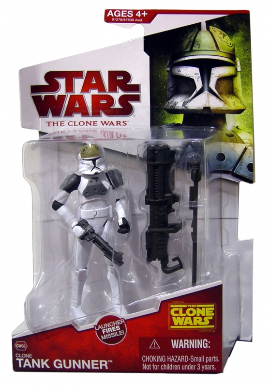 2000089822.jpg Star Wars Action Figure - Clone Wars 2009 - Clone Tank Gunner with Firing Missile Launcher