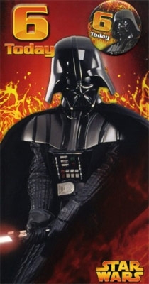 2068130089.jpg Star Wars Greeting Cards - 232 x 128mm - Star Wars - Darth Vader - Age 6 Badged - SW301