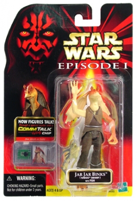 2112659750.jpg Star Wars Action Figure - Jar Jar Binks Naboo Swamp with Fish - Episode 1 - with CommTech Chip