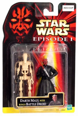 Star Wars Action Figure - Darth Maul - No Cloak - with Bonus Battle Droid - Episode 1