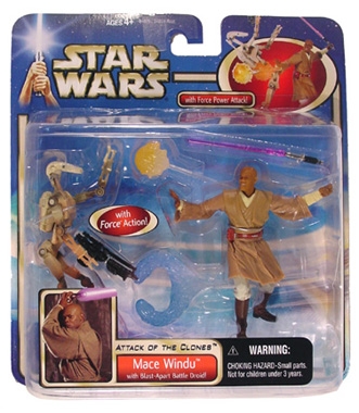 Star Wars Action Figure Playset - Mace Windu with Blast-Apart Battle Droid - Attack of the Clones - Saga Collection