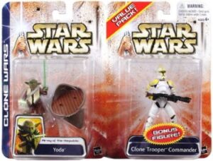 Star Wars Action Figure - Clone Wars Value Pack - Yoda with bonus Clone Trooper Commander - Limited Edition