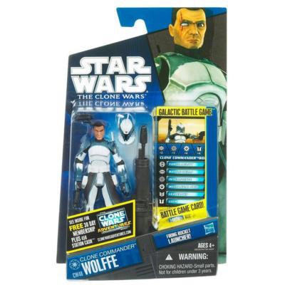 486161215.jpg Star Wars Action Figure - Clone Wars - Clone Commander Wolffe with Firing Rocket Launcher inc. Battle Game Card