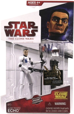 Star Wars Action Figure - Clone Wars 2009 - Clone Trooper Echo with Missile Launcher