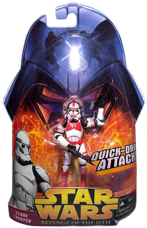 Star Wars Action Figure - Clone Trooper (Quick-Draw Attack) - Red Shock Trooper