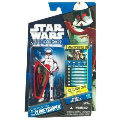64452757.jpg Star Wars Action Figure - Clone Wars - Riot Control Clone Trooper with Riot Shield inc. Battle Game Card