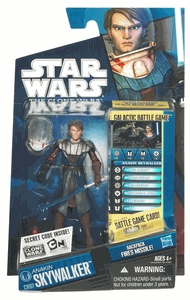 Star Wars Action Figure - Clone Wars - Anakin Skywalker with Firing Missile Backpack inc. Battle Game Card
