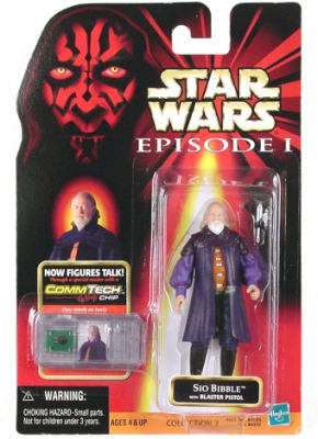 Star Wars Action Figure - Sio Bibble with Blaster - Episode 1 - with CommTech Chip