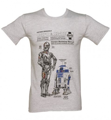 878344240.jpg Star Wars T-SHIRTS - Haynes C-3PO and R2-D2 Manual - Light Grey - Unisex