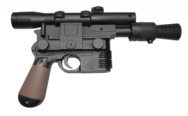 907638140.jpg Custom Painted Star Wars Han Solo Blaster DL-44 - Black with Brown Handle