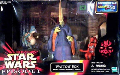 952246600.jpg Star Wars Action Figure - Wattos Box with Watto - Graxol Kelvyyn - Sjakka - Episode 1 Playset
